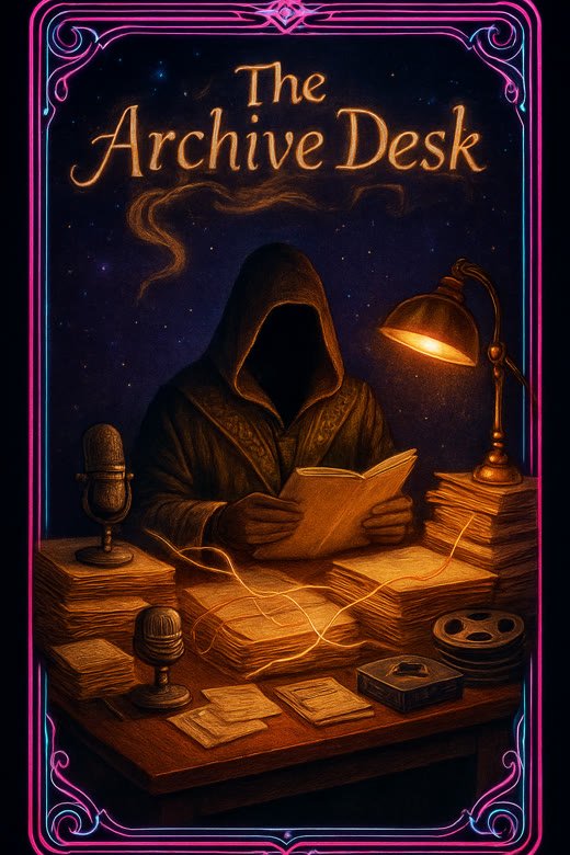 Narratus at the Archive Desk, a tarot card